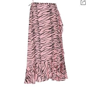 Rixo London Gracie Printed Silk Skirt Pink Zebra